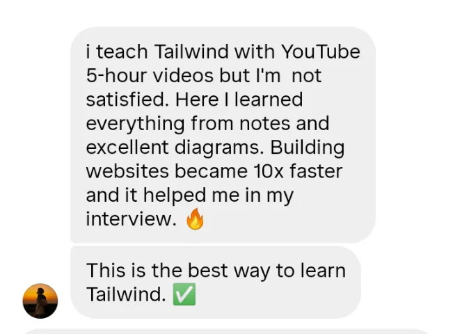Learner review saying Tailwind notes beat long YouTube videos
