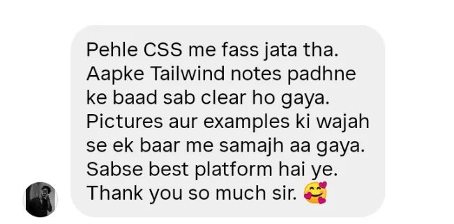 Hinglish learner review about Tailwind notes and examples