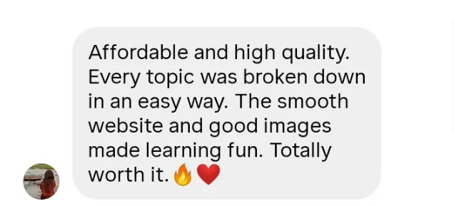 Learner review calling the platform affordable and fun to learn
