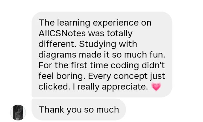 Learner review saying diagrams made coding fun and every concept clicked